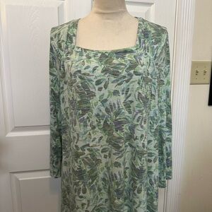 LOGO by Lori Goldstein Printed Square Neck Top